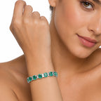 Pulsera Turmalina Rectangulos con Circonias Blancas, Plata .925 con Baño de Rodio