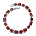 Pulsera Piedras Preciosas Granate Plata .925 con Baño de Rodio