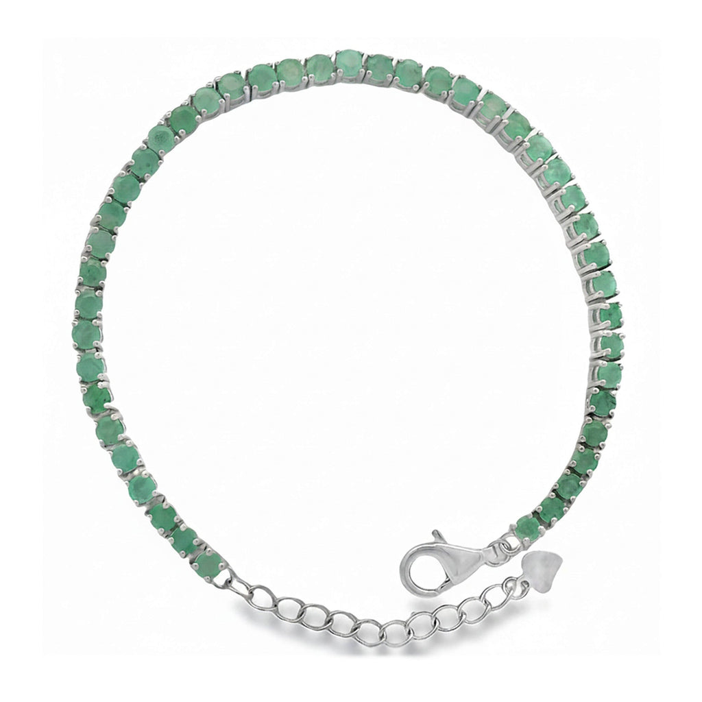 Pulsera Piedras Preciosas Círculos de Esmeralda Plata .925 con Extensión con Baño de Rodio