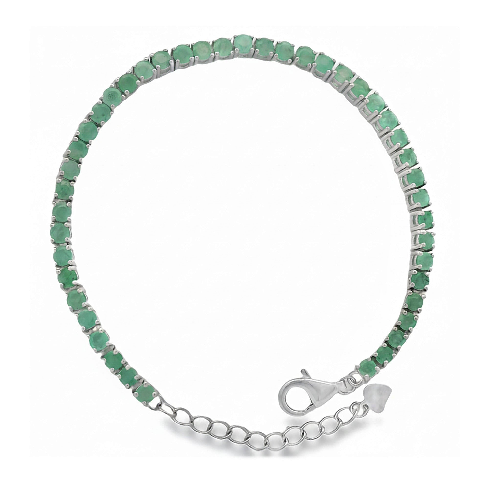 Pulsera Piedras Preciosas Círculos de Esmeralda Plata .925 con Extensión con Baño de Rodio