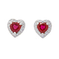 Arete Piedras Preciosas Corazón de Rubí Plata .925 con Baño de Rodio