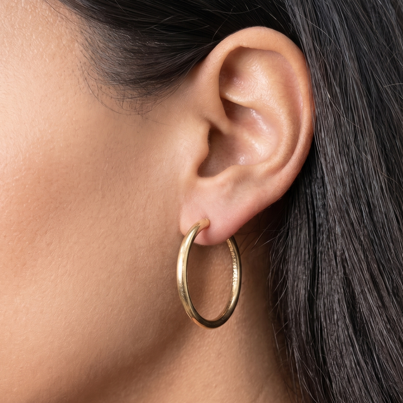 Arracada de Tubo Liso 3.6cm  Oro 10K
