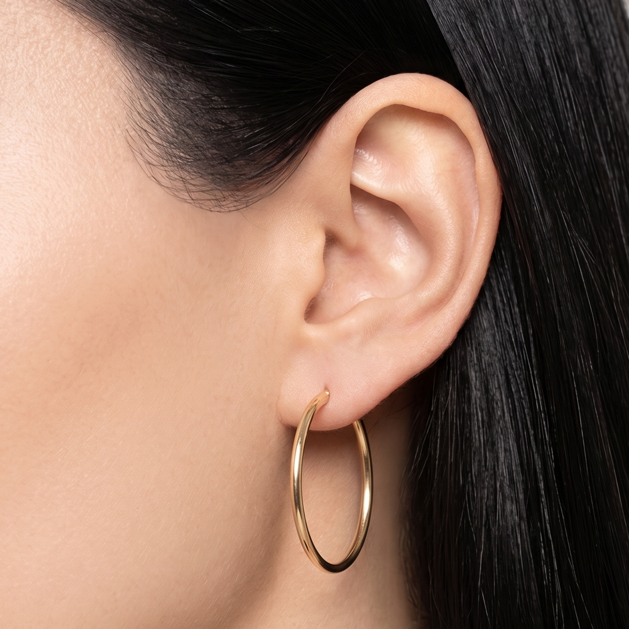 Arracada de Tubo Liso 3cm Oro 10K