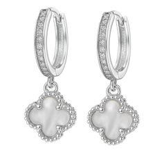 Huggies Flor Inspirado Van C Piedra Natural Plata .925 con Rodio