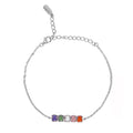 Pulsera 5 Osos 1:1 Piedras Naturales Ágatas y Madre Perla, Cuarzo Rosa, Amatista Plata .925 con Baño de Rodio