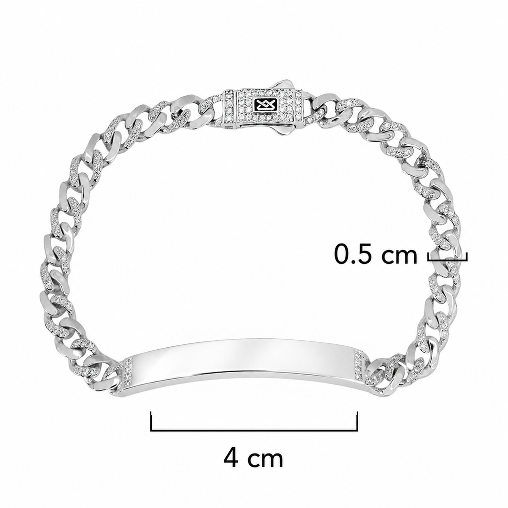 Esclava Inspirada Mónaco 5mm Cadena Cubana un Eslabón Liso y un Eslabón con Circonias Plata .925