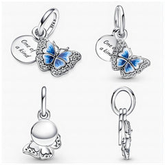 Charm Inspirado Pan 1:1 Mariposa con Circonias One of a Kind, Plata .925