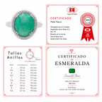 Anillo Piedras Preciosas Esmeralda Brasileña Maxi con Circonias, Plata .925 con Baño de Rodio