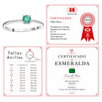 Anillo Piedras Preciosas Esmeralda Chica Circular, Plata .925 con Baño de Rodio