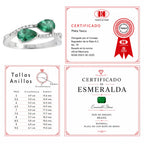 Anillo Piedra Preciosa Esmeraldas Enlazadas con Circonias, Plata .925 con Baño de Rodio