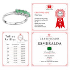 Anillo Piedras Preciosas 6 Esmeraldas Circulares, Plata .925 con Baño de Rodio