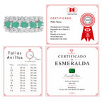 Anillo Piedras Preciosas 5 Esmeraldas con Circonias, Plata .925 con Baño de Rodio