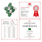 Anillo Piedra Preciosa 6 Esmeraldas Ovaladas y Circonias, Plata .925 con Baño de Rodio