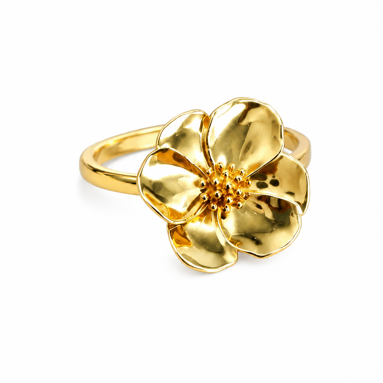 Anillo Flor Sakura Grande Colección Florecer Plata .925 con Baño de Oro