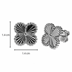 Broquel Flor Grande 1.4cm, Van C Diamantado Plata .925 con Baño de Rodio