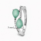 Anillo Piedra Preciosa Esmeraldas Enlazadas con Circonias, Plata .925 con Baño de Rodio