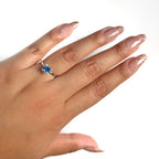 Anillo Osos 1:1 Corazón de Circonia Azul Plata .925 con Baño de Rodio