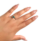 Anillo Osos 1:1 Corazón de Circonia Verde Plata .925 con Baño de Rodio