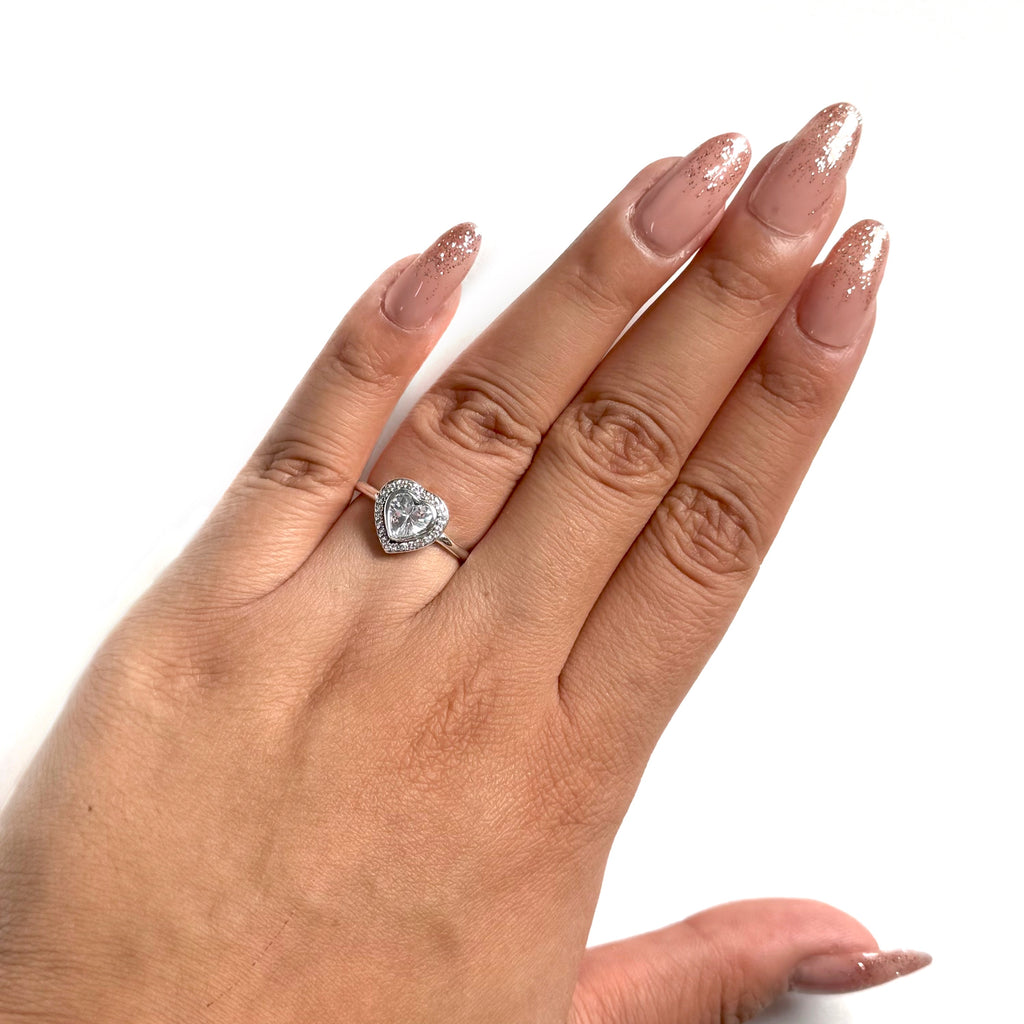 Anillo Inspirado Pan 1.1 Corazón Circonia Anilleta Lisa Plata .925