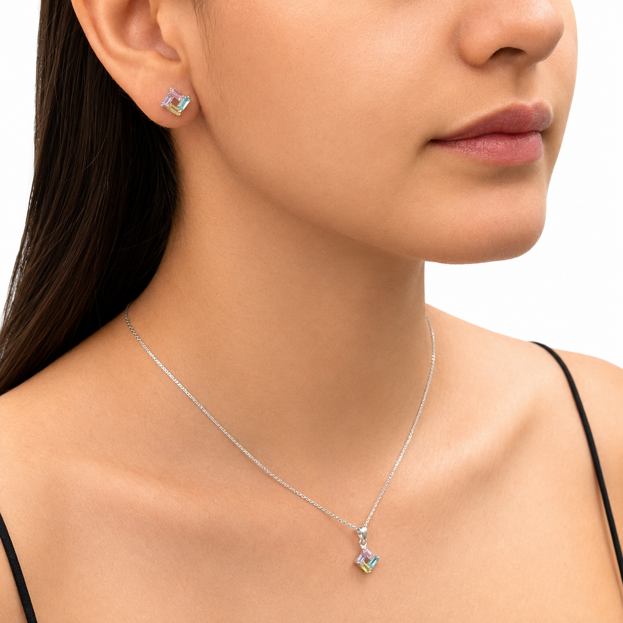 Juego Circonias Multicolor Plata .925