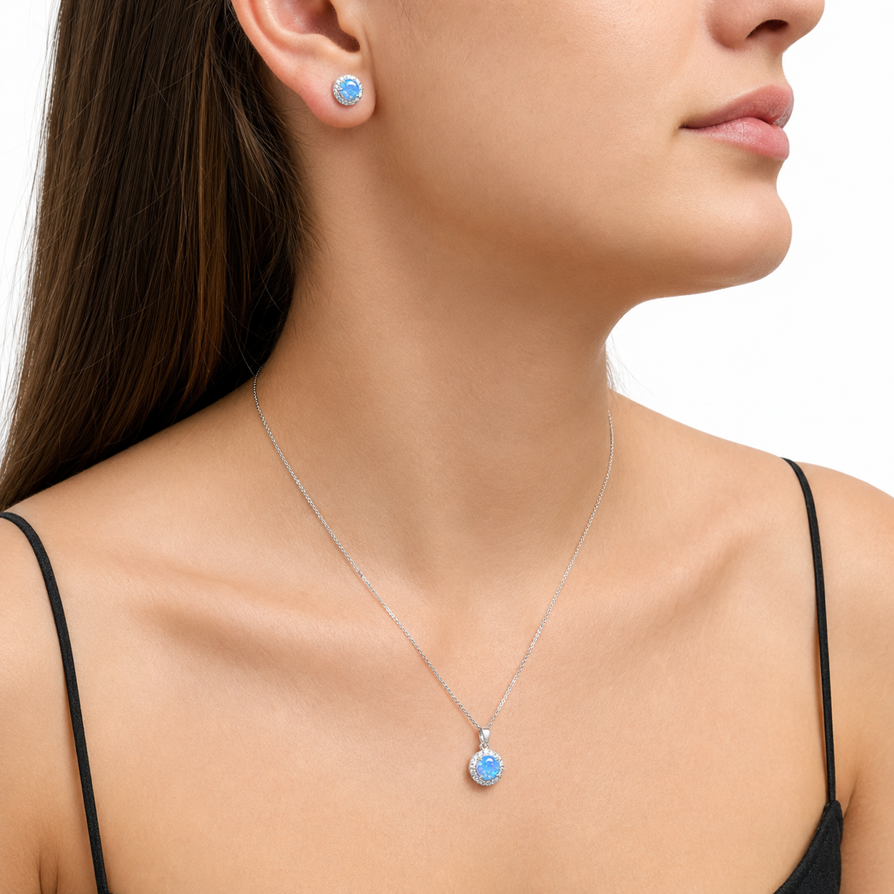 Juego Piedra Ópalo con Circonias Plata .925