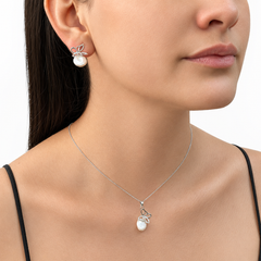 Juego Perla Natural con Mariposa Calada Plata .925