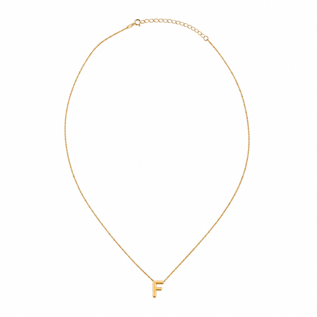 Collar Letra F Plata .925 con Baño de Oro 18K