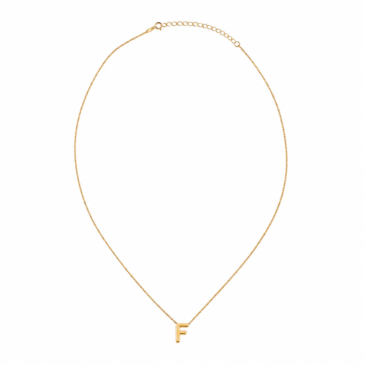 Collar Letra F Plata .925 con Baño de Oro 18K