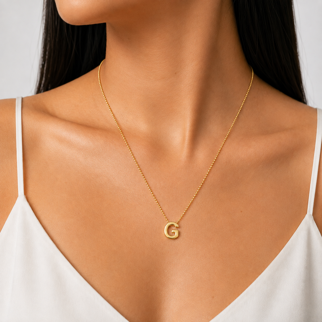 Collar Letra G Plata .925 con Baño de Oro 18K