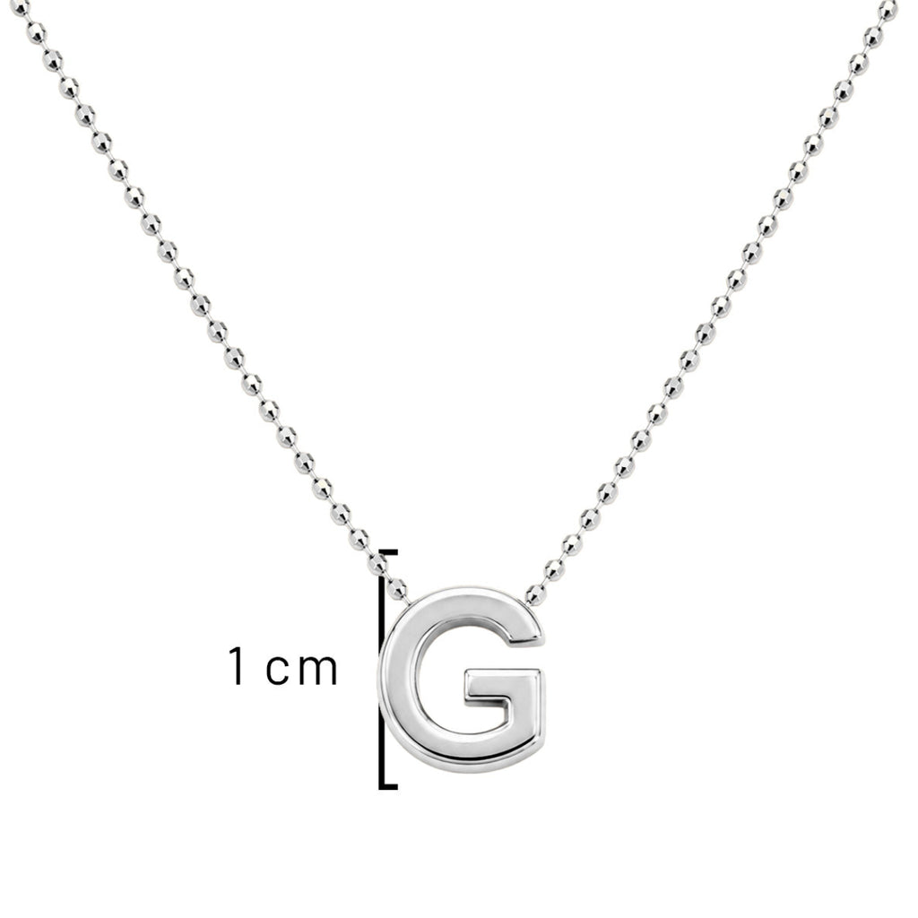Collar Letra G Plata .925 con Baño de Rodio