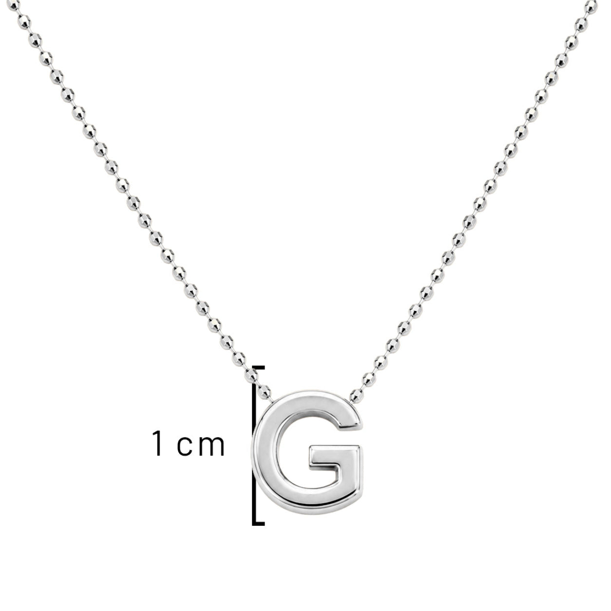 Collar Letra G Plata .925 con Baño de Rodio