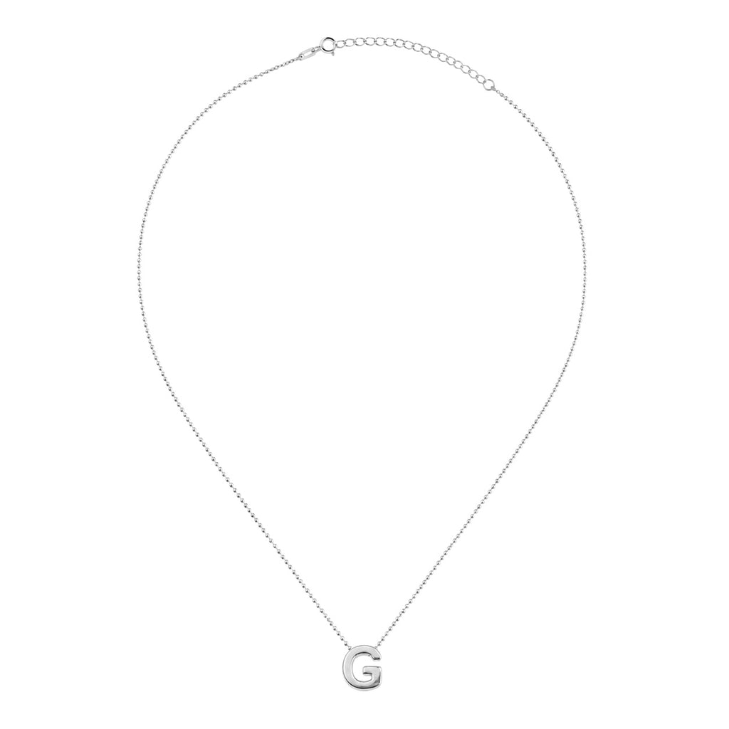 Collar Letra G Plata .925 con Baño de Rodio