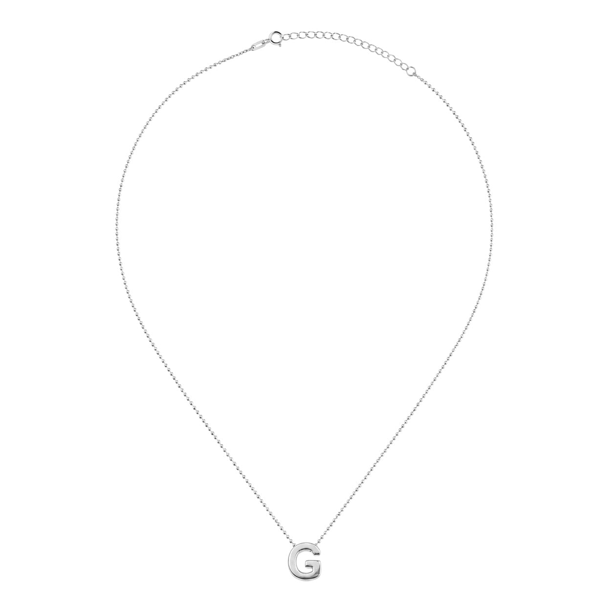 Collar Letra G Plata .925 con Baño de Rodio