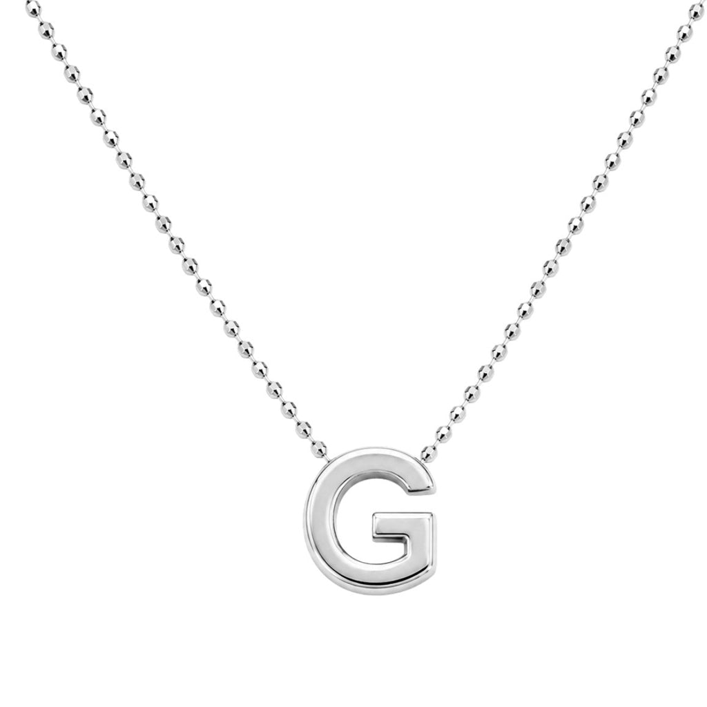 Collar Letra G Plata .925 con Baño de Rodio