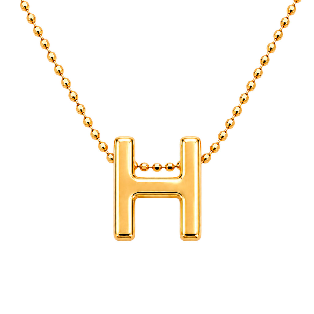 Collar Letra H Plata .925 con Baño de Oro 18K