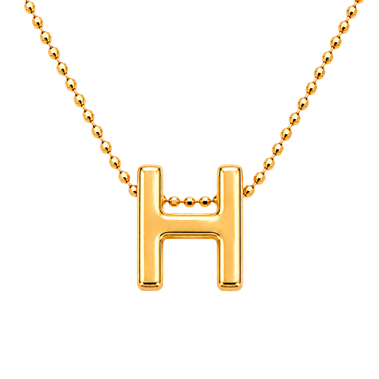 Collar Letra H Plata .925 con Baño de Oro 18K