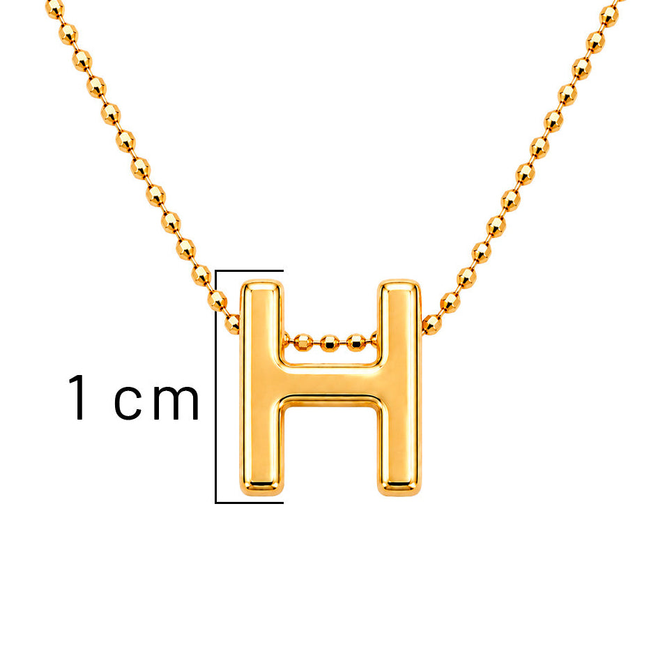 Collar Letra H Plata .925 con Baño de Oro 18K