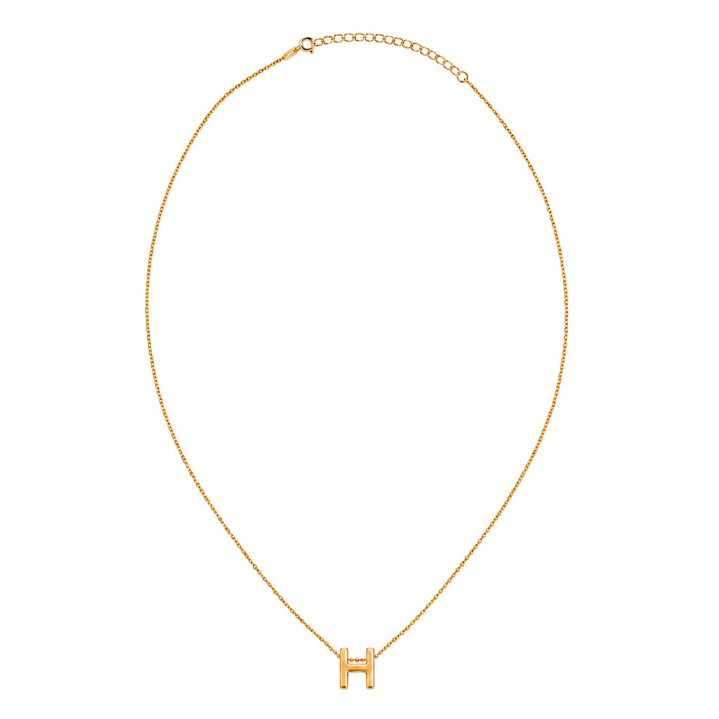Collar Letra H Plata .925 con Baño de Oro 18K