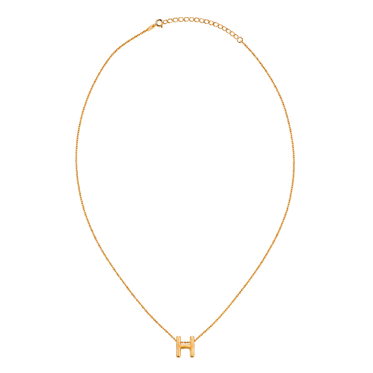 Collar Letra H Plata .925 con Baño de Oro 18K