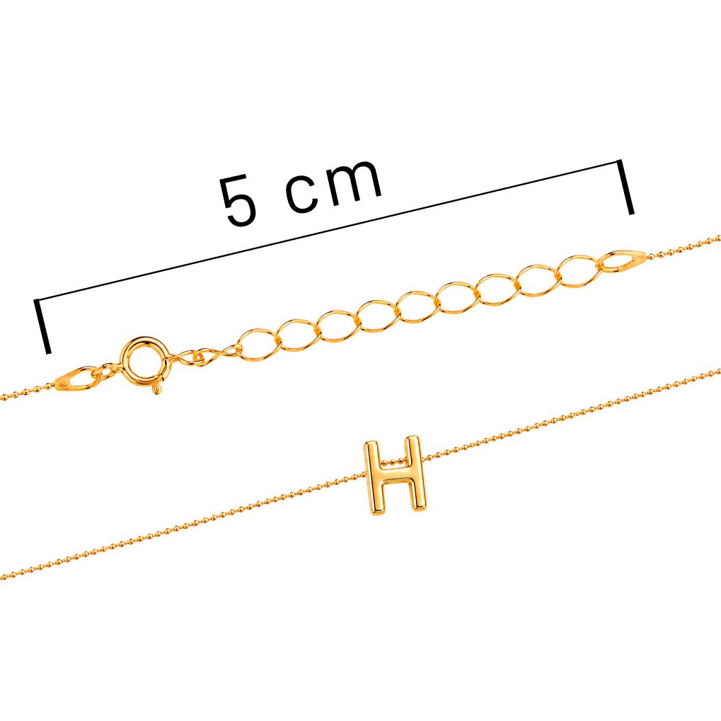 Collar Letra H Plata .925 con Baño de Oro 18K