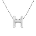 Collar Letra H Plata .925 con Baño de Rodio