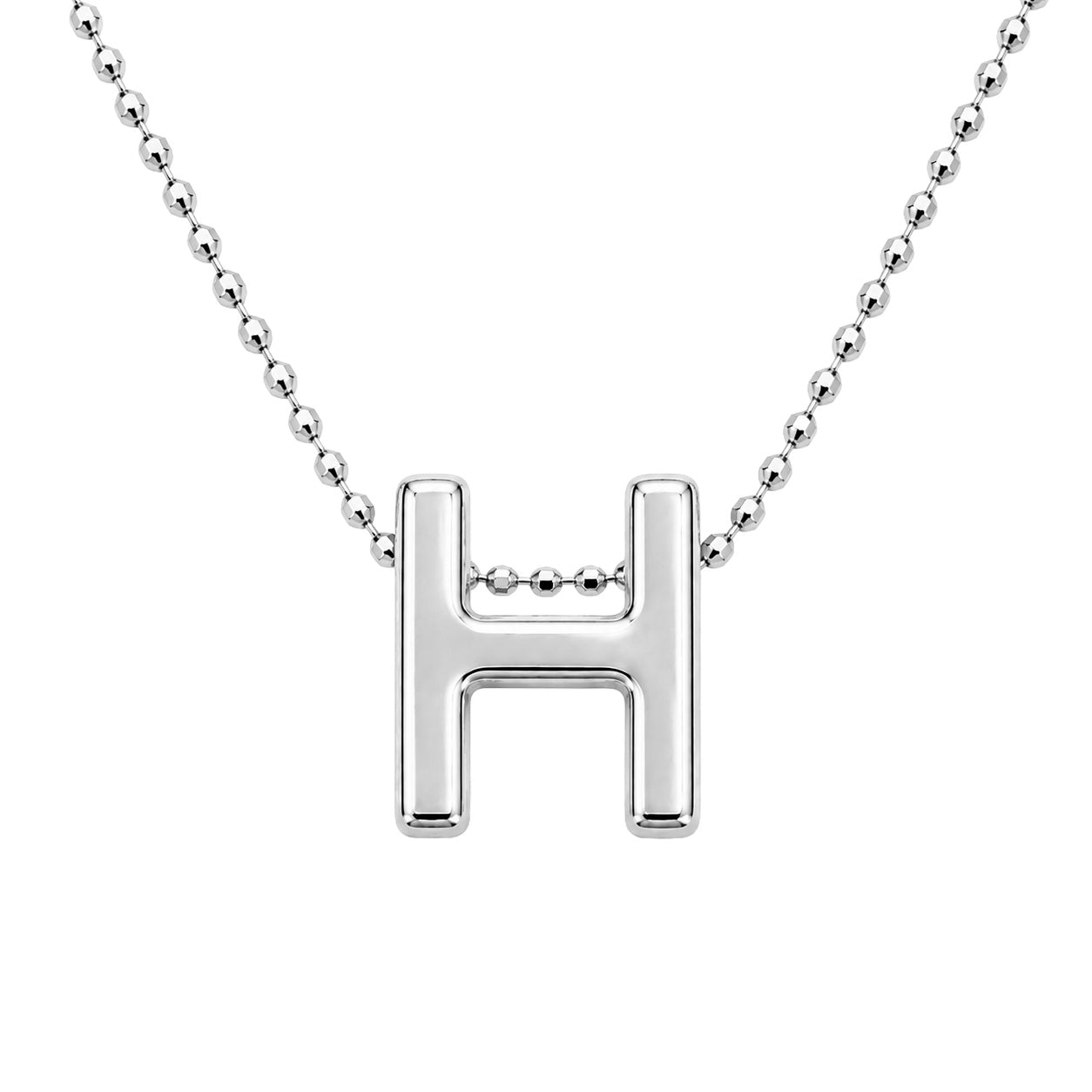 Collar Letra H Plata .925 con Baño de Rodio