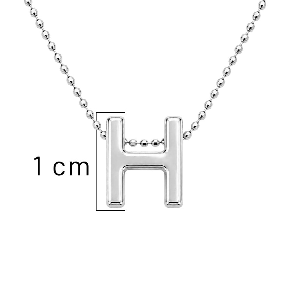 Collar Letra H Plata .925 con Baño de Rodio