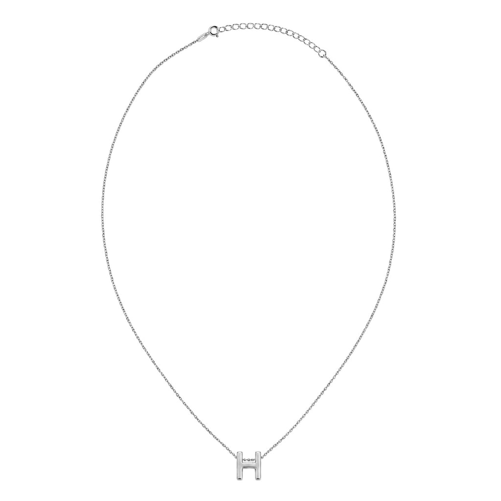 Collar Letra H Plata .925 con Baño de Rodio