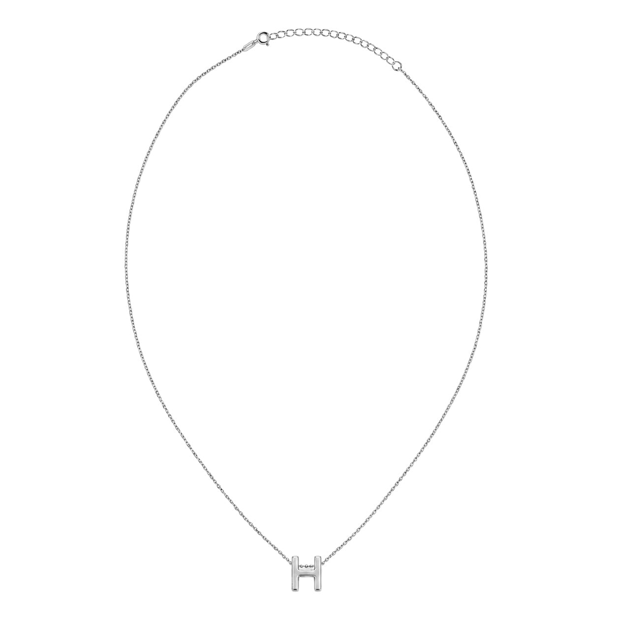 Collar Letra H Plata .925 con Baño de Rodio