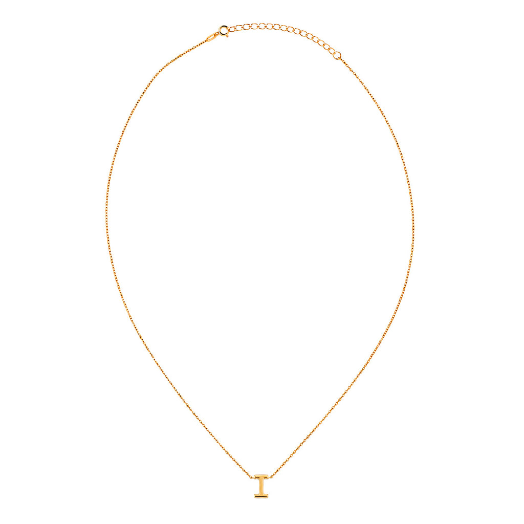 Collar Letra I Plata .925 con Baño de Oro 18K