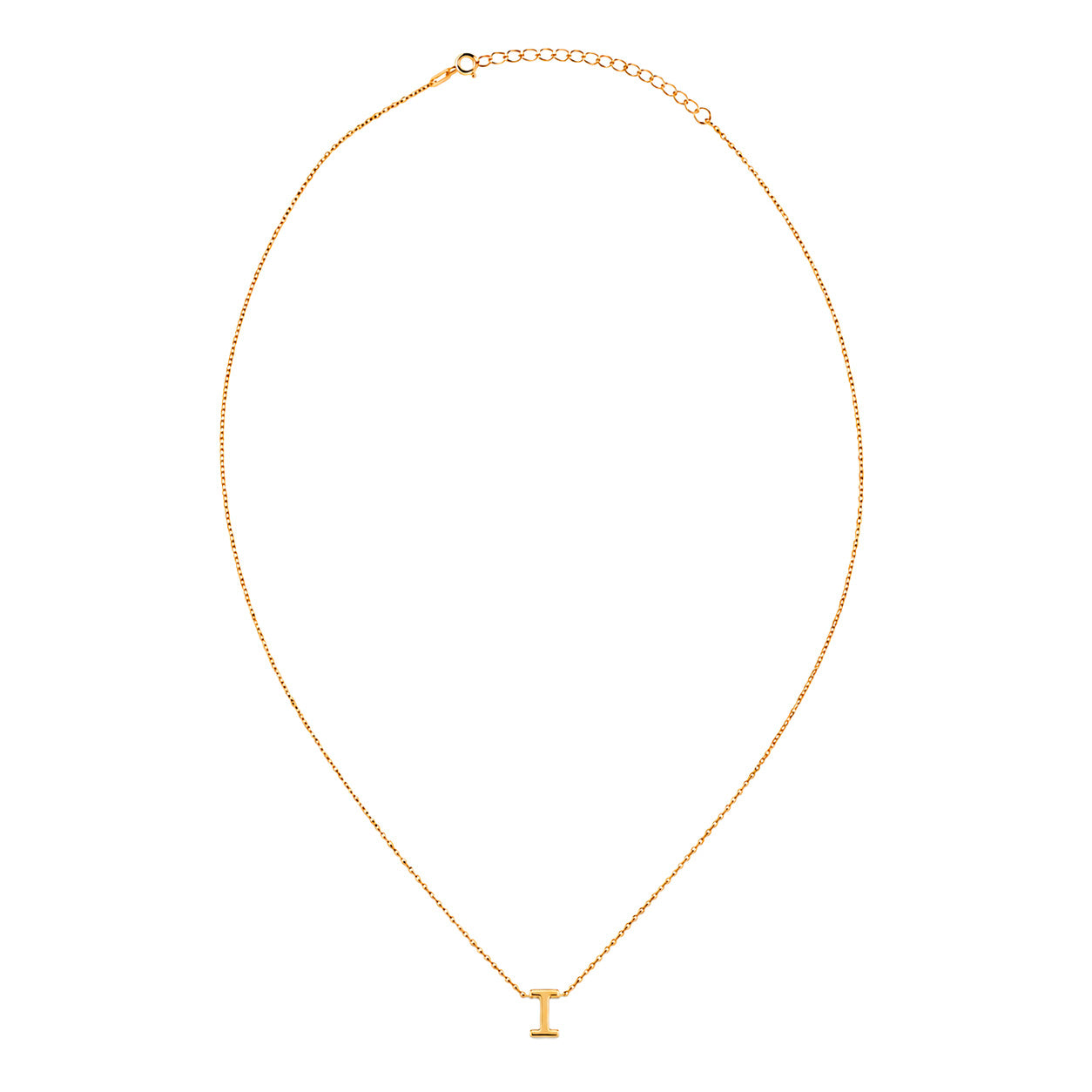 Collar Letra I Plata .925 con Baño de Oro 18K