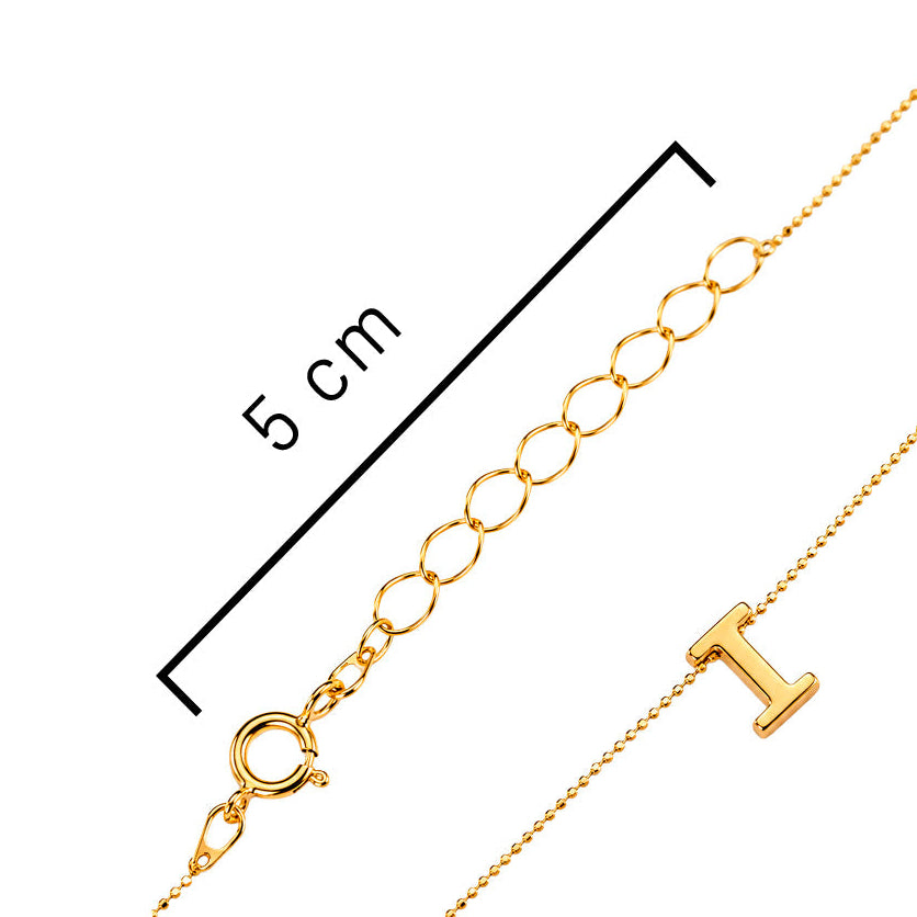 Collar Letra I Plata .925 con Baño de Oro 18K