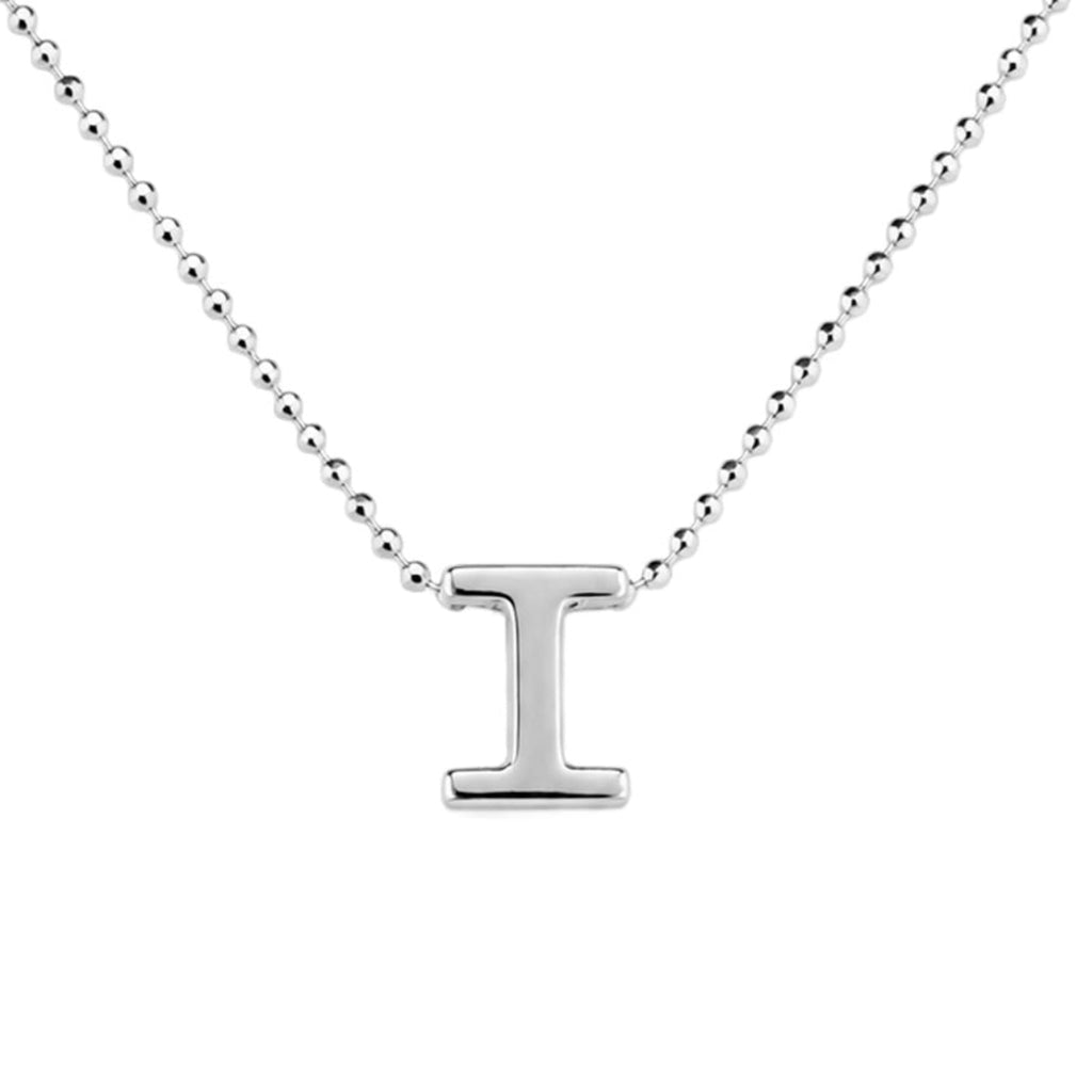 Collar Letra I Plata .925 con Baño de Rodio