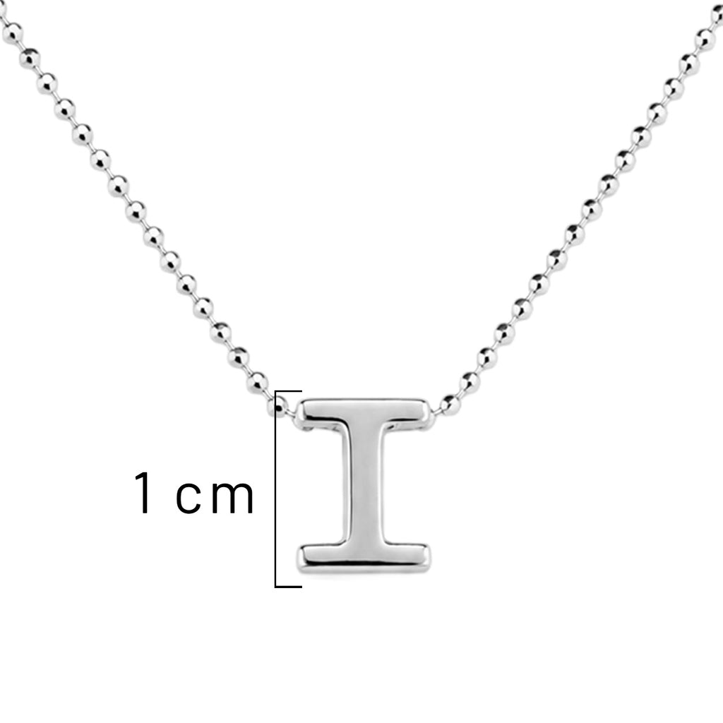 Collar Letra I Plata .925 con Baño de Rodio
